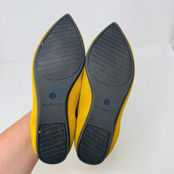 Rothy’s Point Flats Size 7 Mustard Yellow Knit Shoes Sustainable Washable - Picture 10 of 12